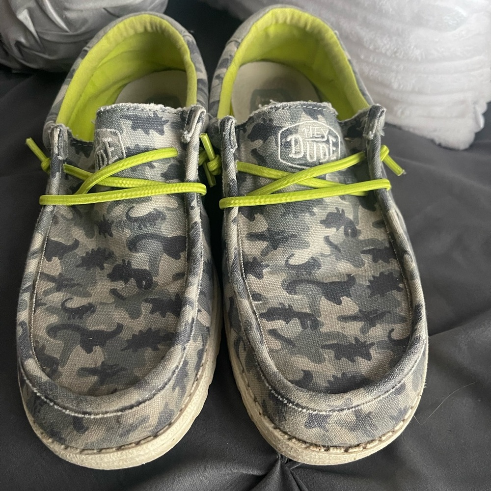 Hey Dude big Kids Moccasins - Camo Green and Gray